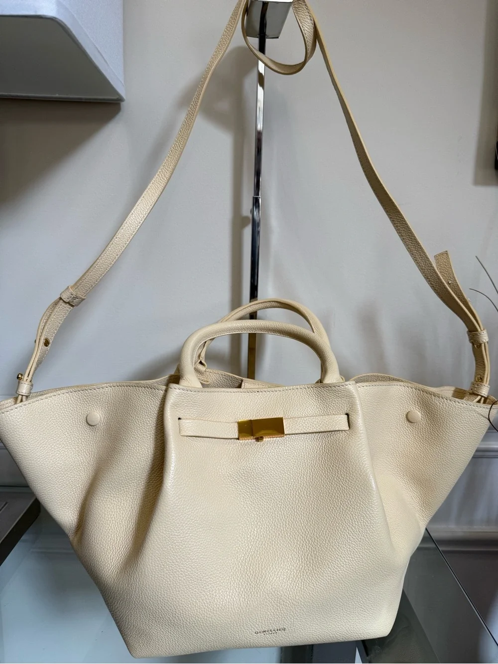 DeMellier Pale Yellow Leather Tote with Gold Hardware